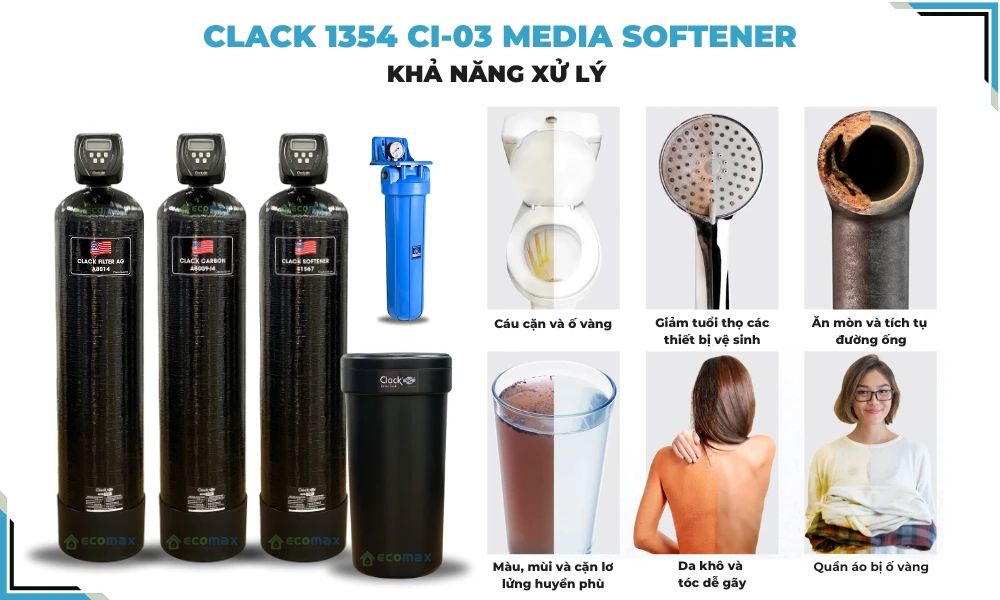 Ưu điểm và lợi ích của hệ lọc nước đầu nguồn Clack cao cấp sử dụng cột Clack 1354